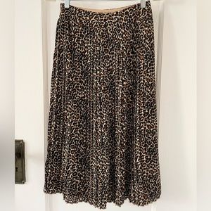 J.Crew Leopard Midi Pleated Skirt size 0